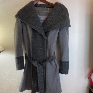 Calvin KleinTwo-Tone wool Gray Coat hood pockets old money classic Goth